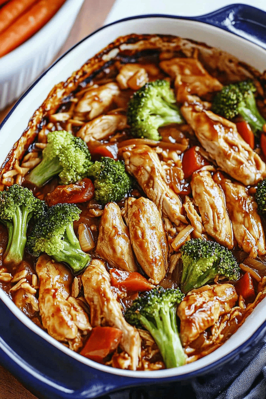 teriyaki chicken casserole ingredients organized and measured on kitchen counter