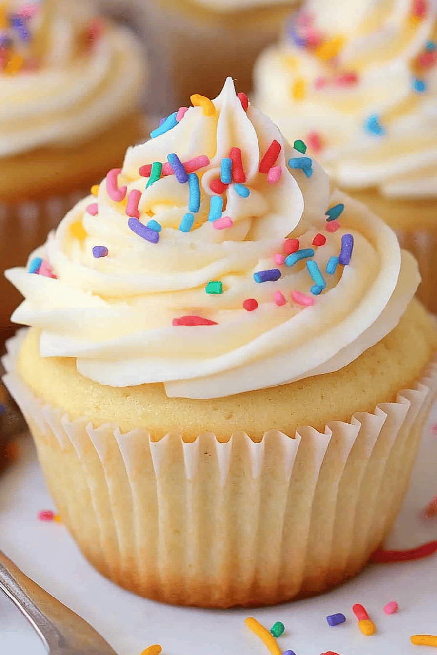 vanilla cupcakes ingredients organized and measured on kitchen counter