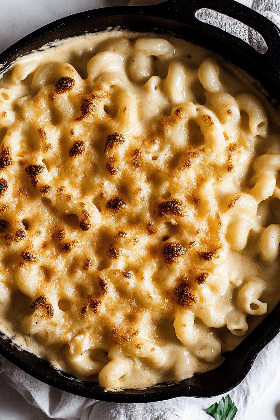 vegan mac and cheese slice on plate showing perfect texture and swirl pattern