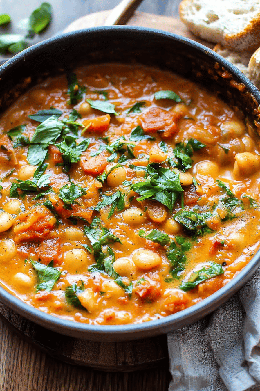 vegan tomato stew ingredients organized and measured on kitchen counter