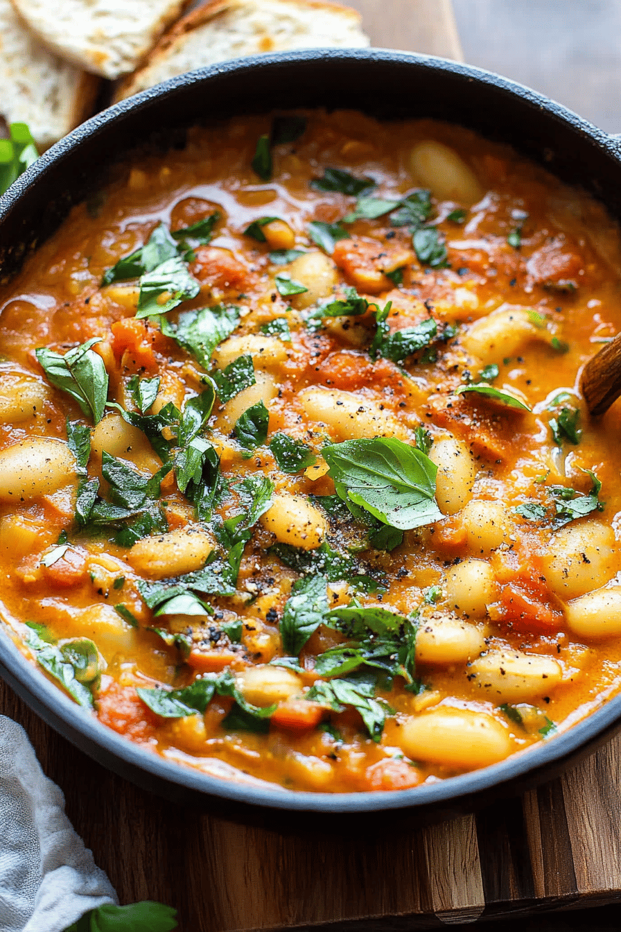 vegan tomato stew slice on plate showing perfect texture and swirl pattern