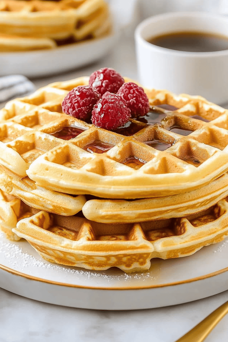 waffle mix recipe ingredients organized and measured on kitchen counter
