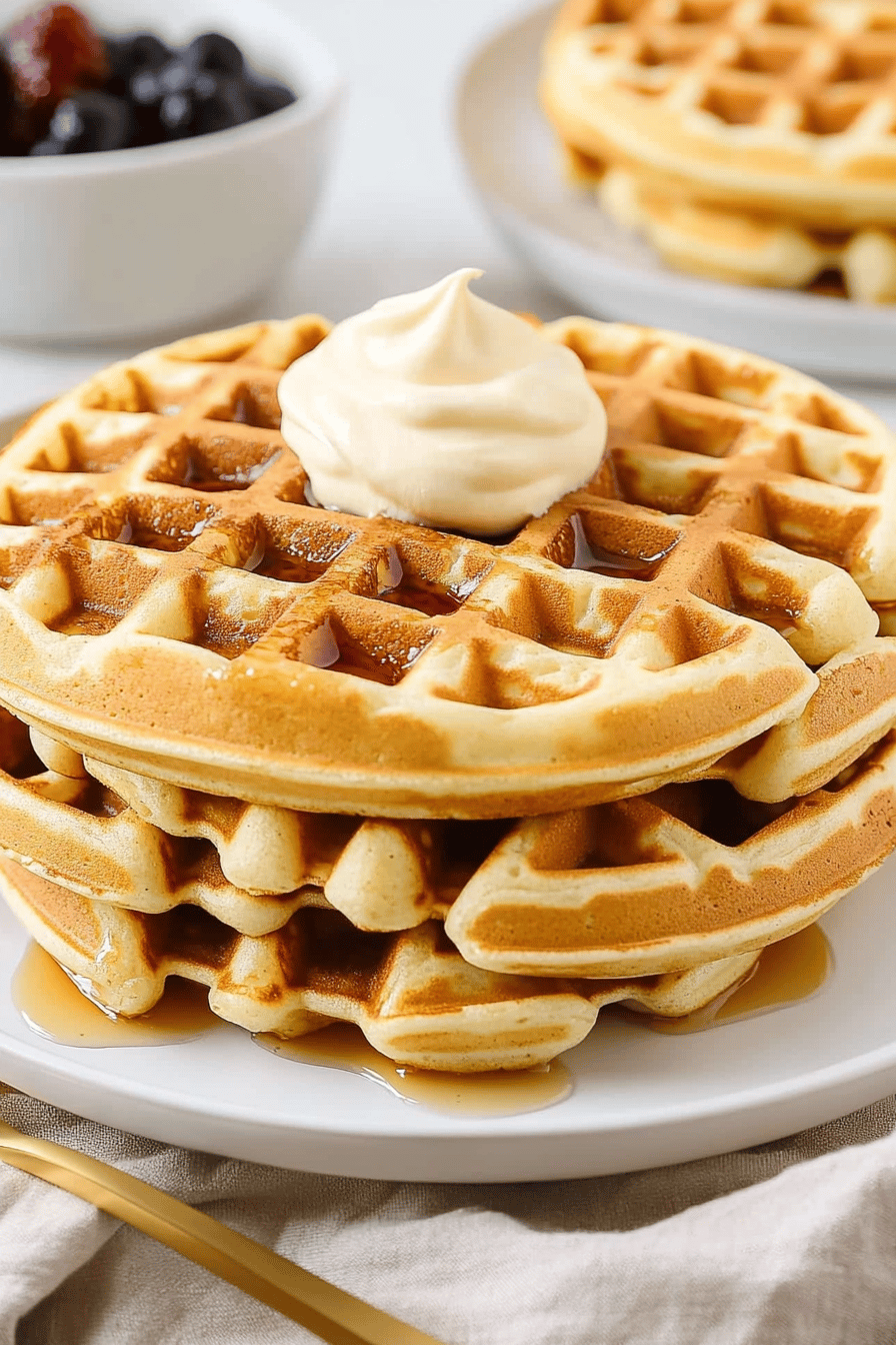 waffle mix recipe slice on plate showing perfect texture and swirl pattern