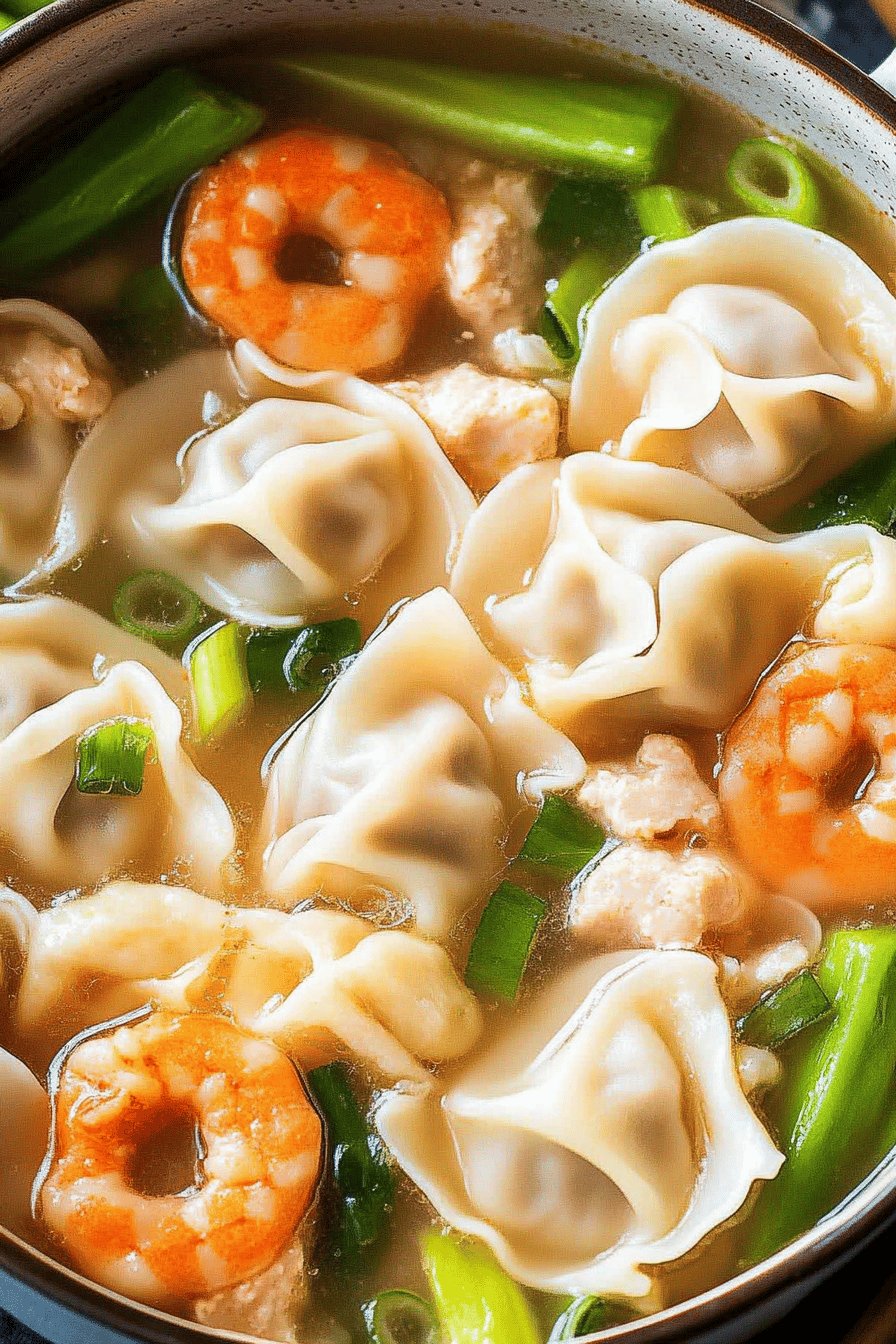 wonton soup recipe ingredients organized and measured on kitchen counter