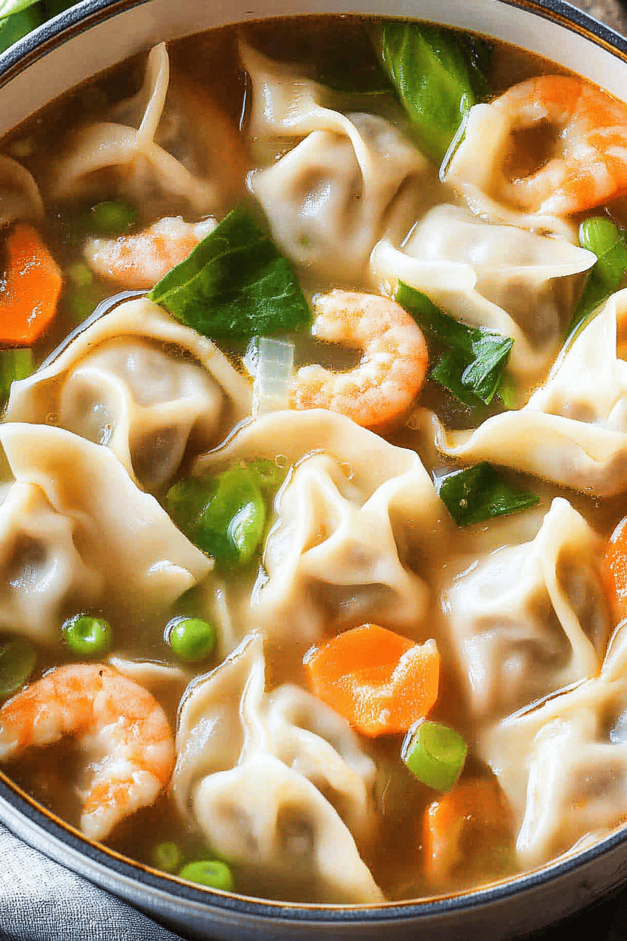 wonton soup recipe slice on plate showing perfect texture and swirl pattern