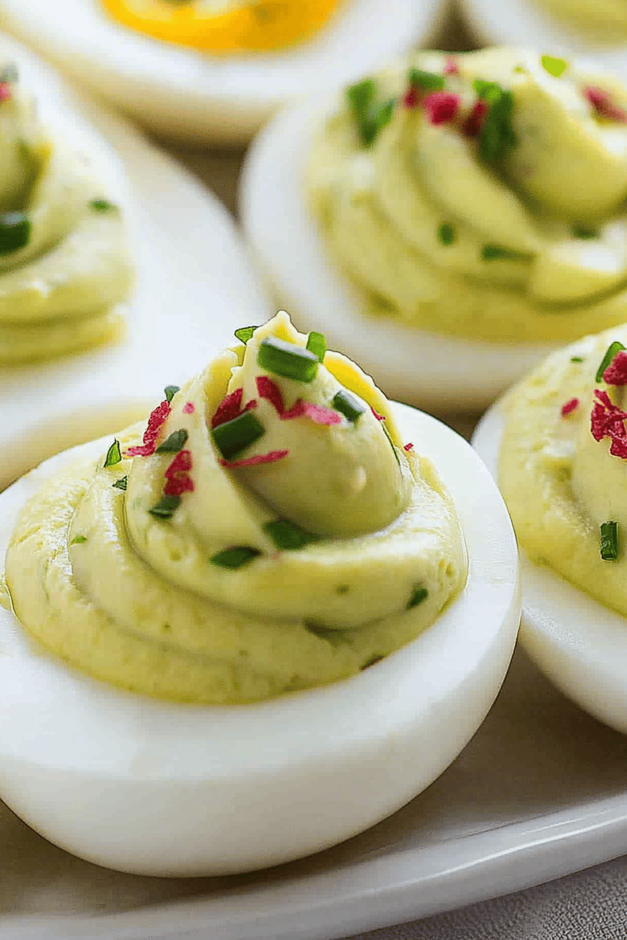 Avocado deviled eggs ingredients organized and measured on kitchen counter