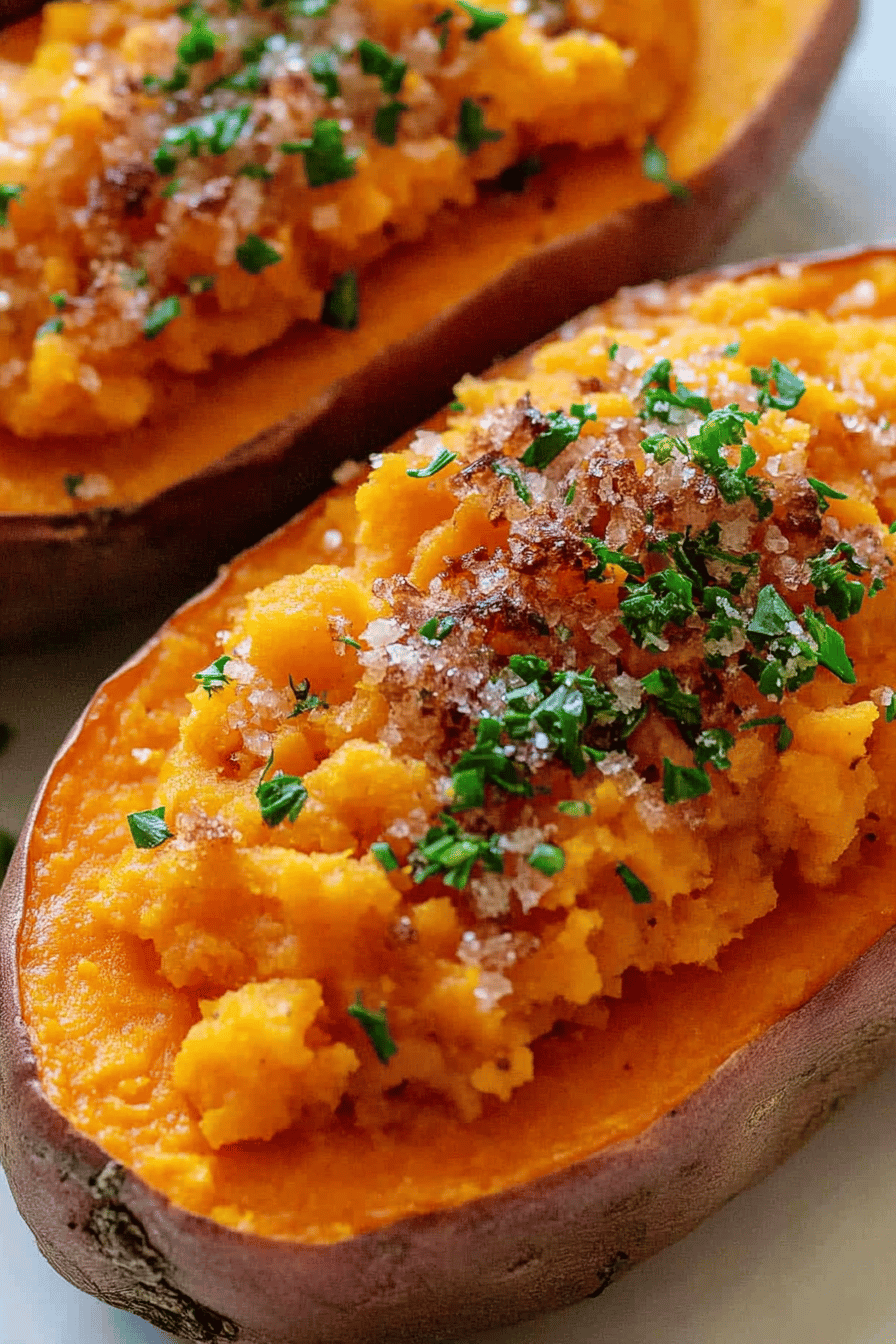 Baked sweet potatoes ingredients organized and measured on kitchen counter