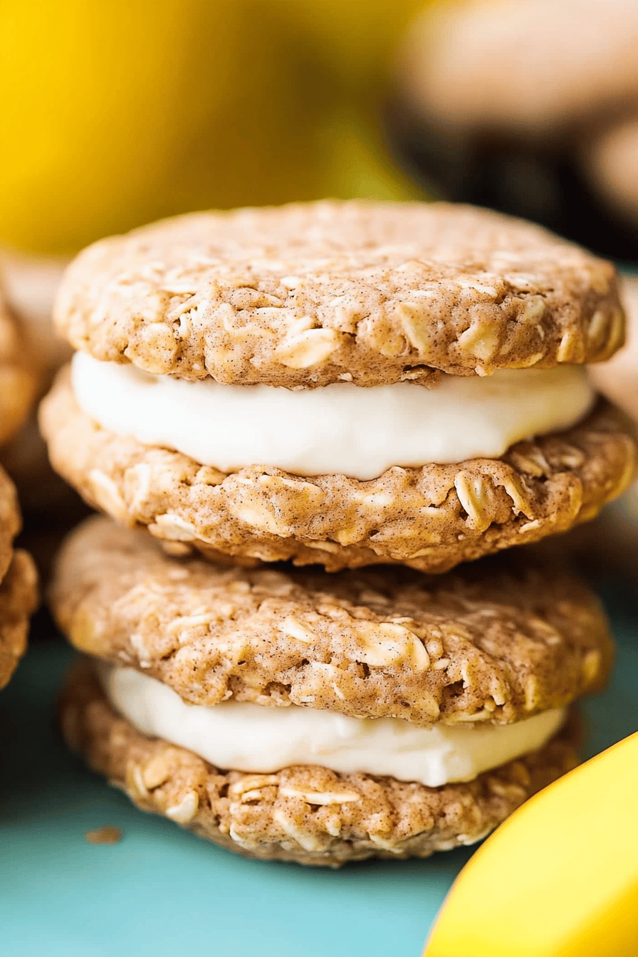Banana oatmeal cream pies ingredients organized and measured on kitchen counter