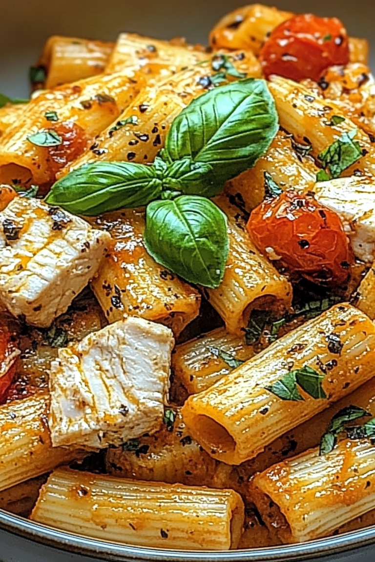 Cherry tomato chicken rigatoni