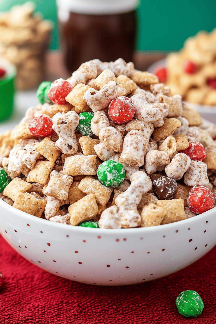 Chex snack mix ingredients organized and measured on kitchen counter
