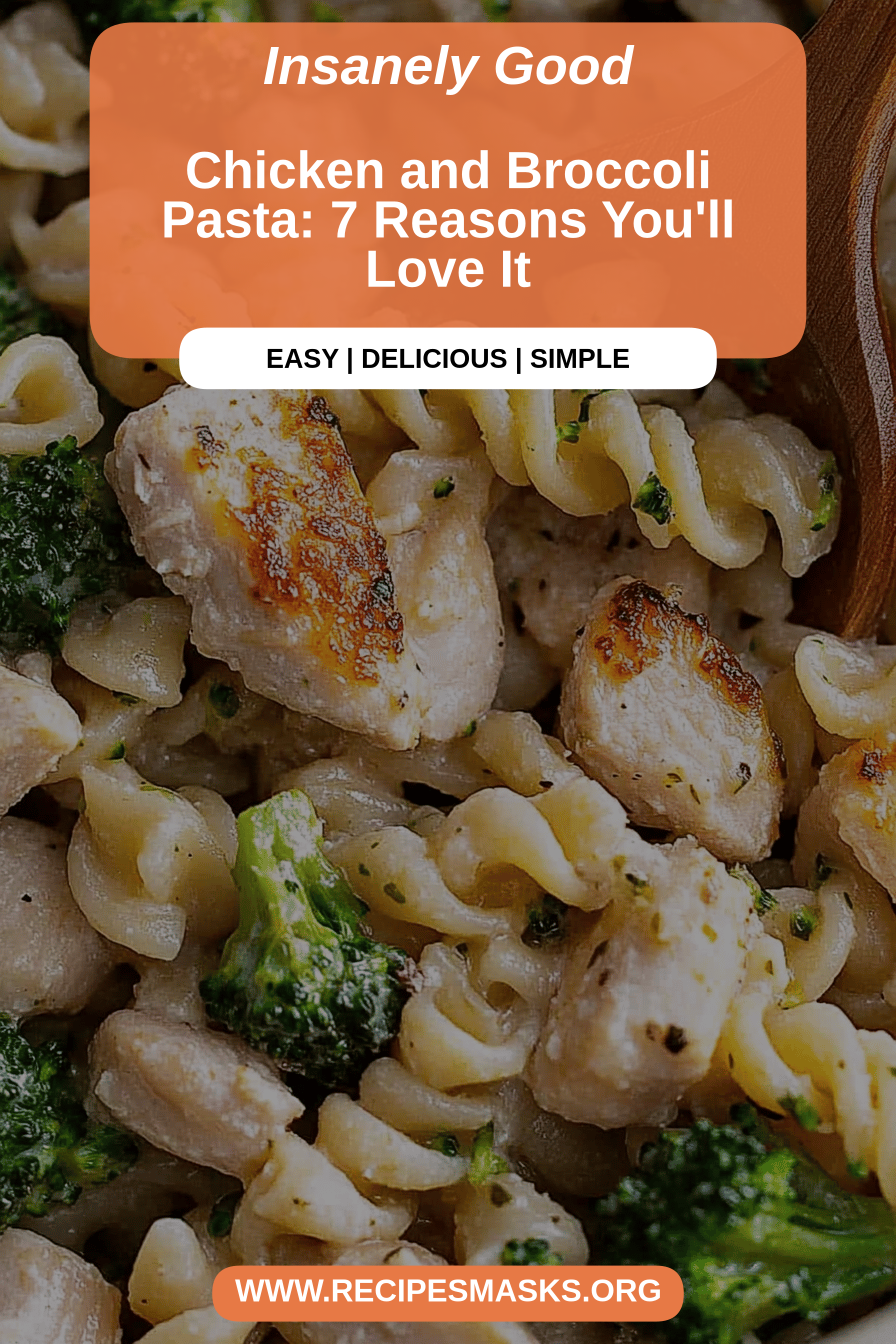Chicken broccoli pasta final dish beautifully presented and ready to serve