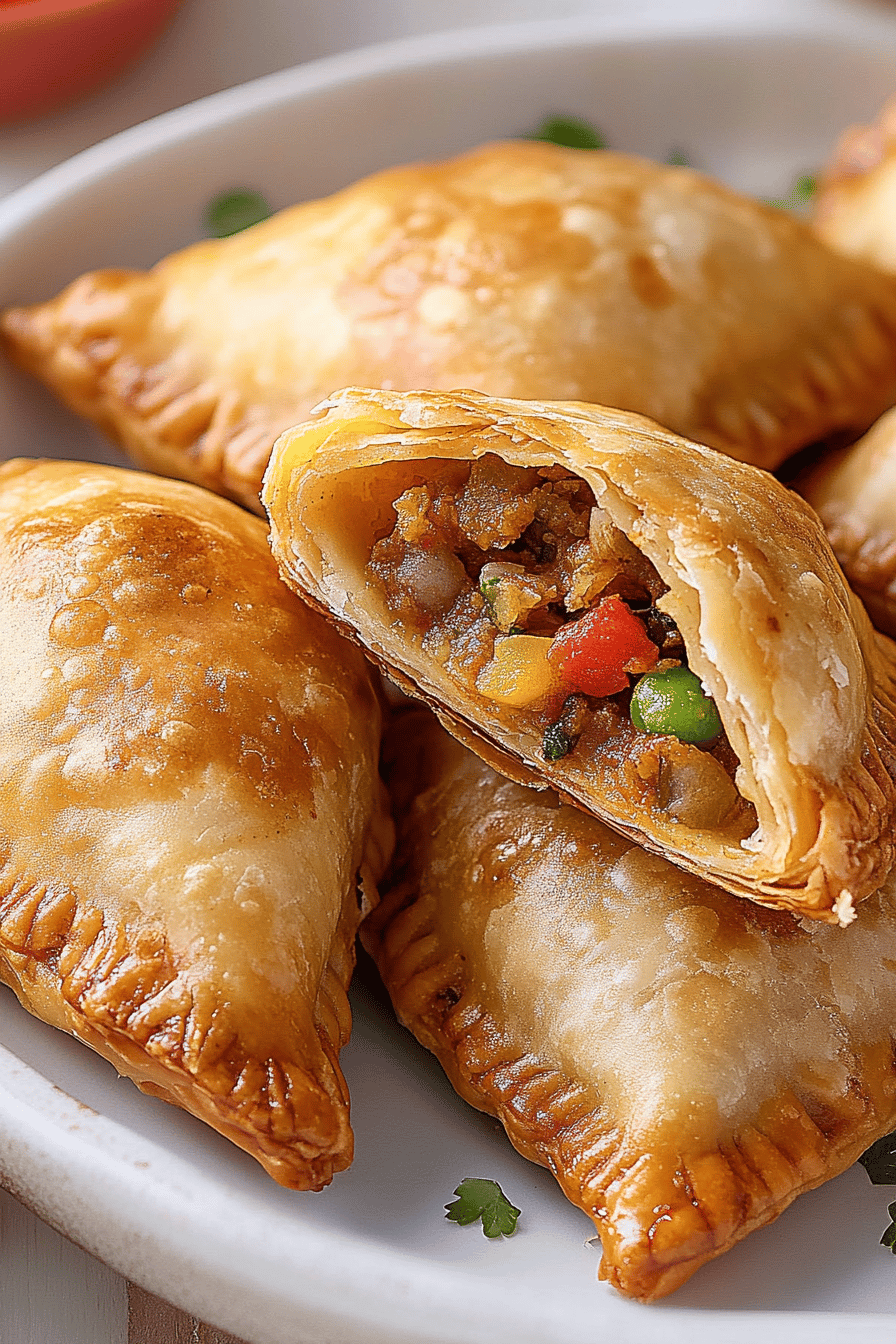 Empanadas recipe slice on plate showing perfect texture and swirl pattern