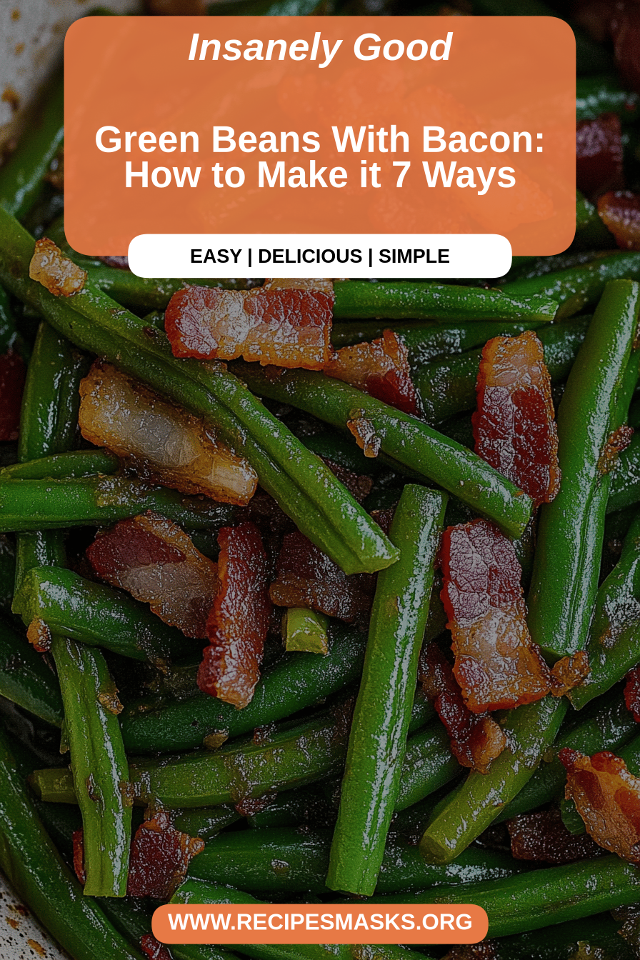 Green beans with bacon final dish beautifully presented and ready to serve