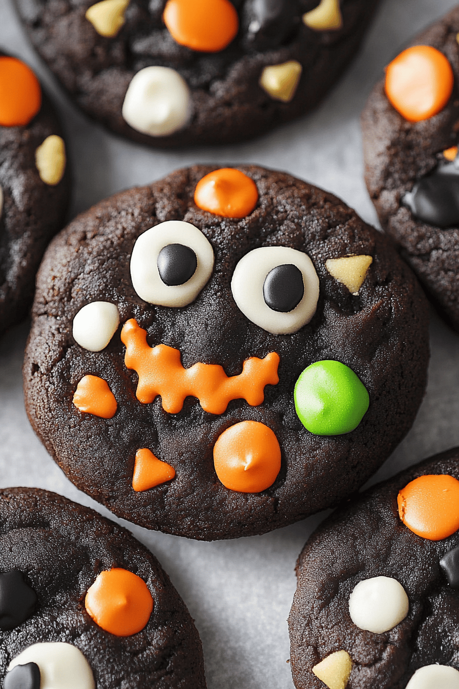Halloween cookies slice on plate showing perfect texture and swirl pattern