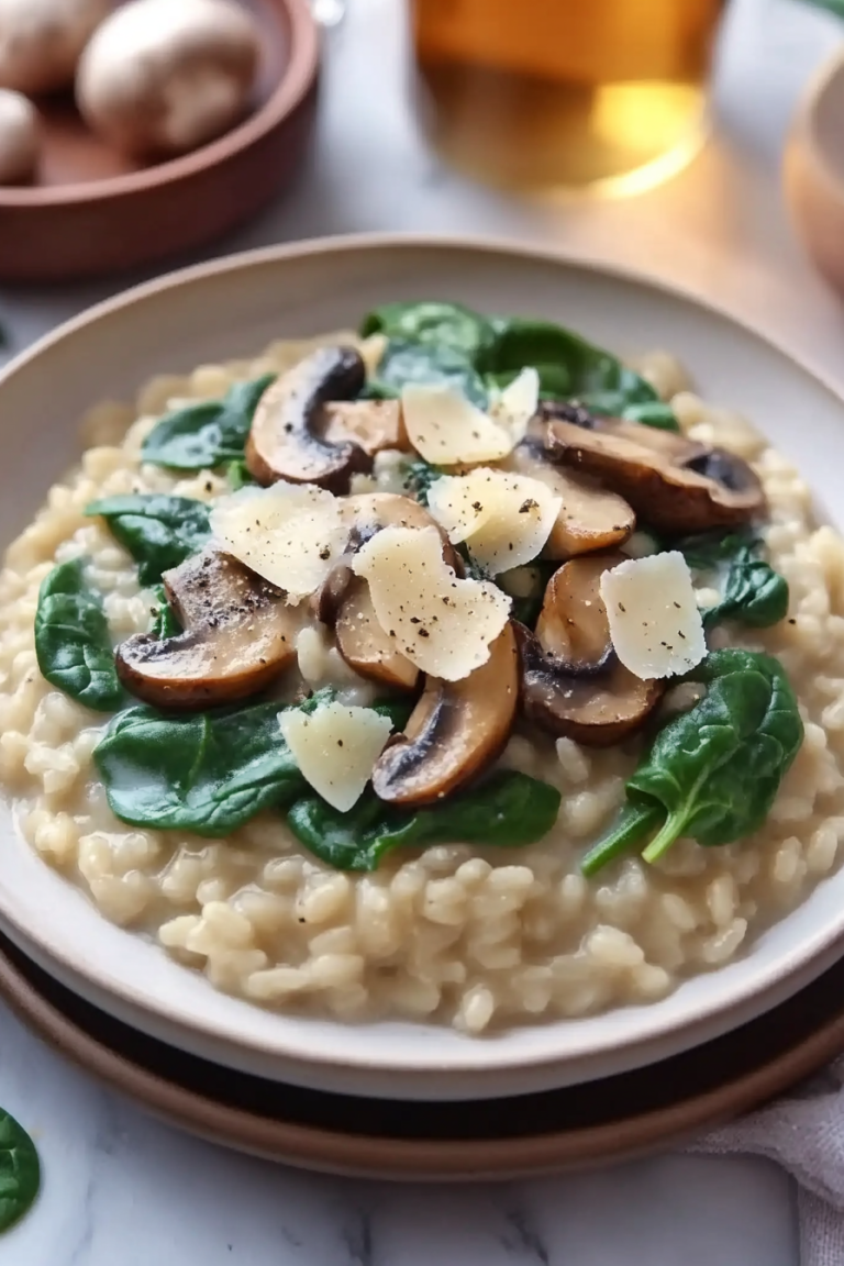 Mushroom spinach risotto