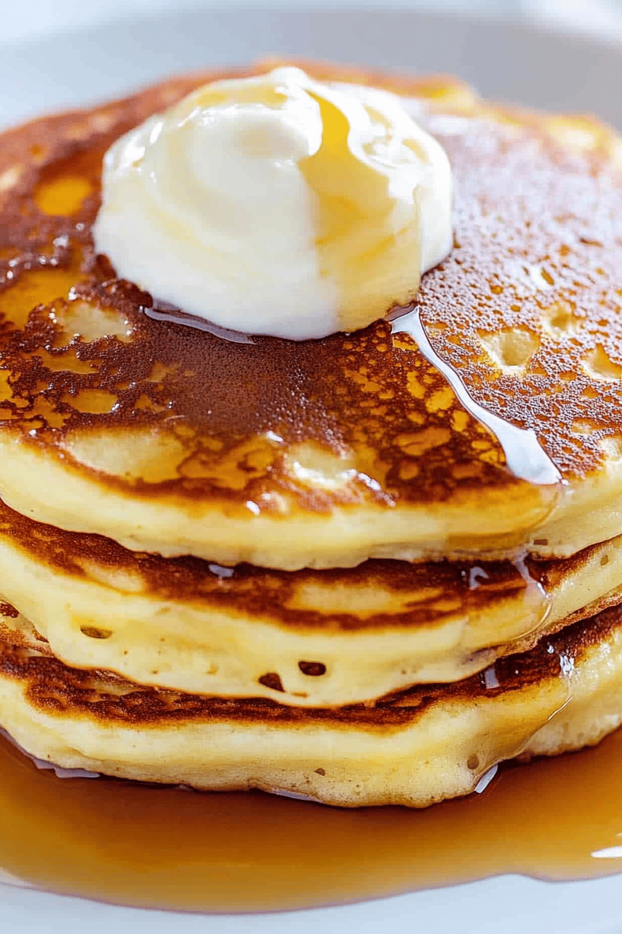 Pancakes slice on plate showing perfect texture and swirl pattern