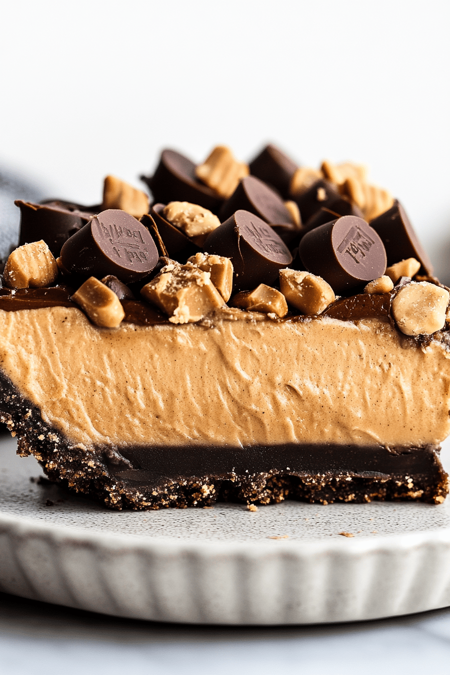 Peanut Butter Pie slice on plate showing perfect texture and swirl pattern
