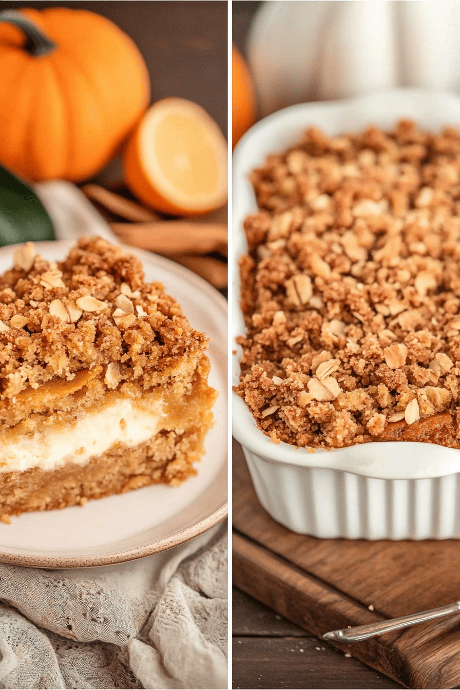 Pumpkin crumble cake ingredients organized and measured on kitchen counter