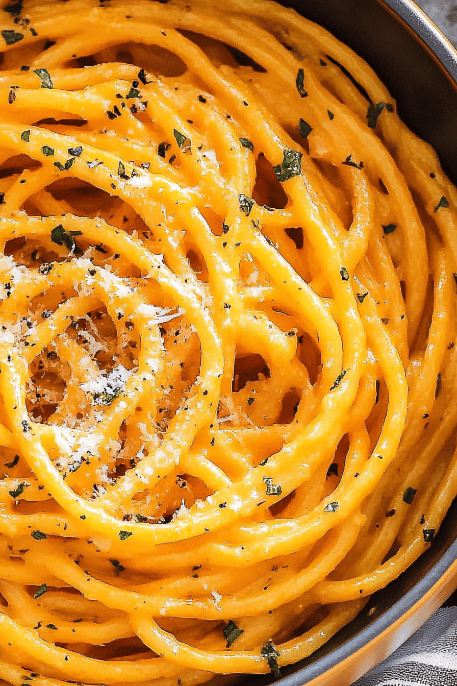 Pumpkin pasta ingredients organized and measured on kitchen counter