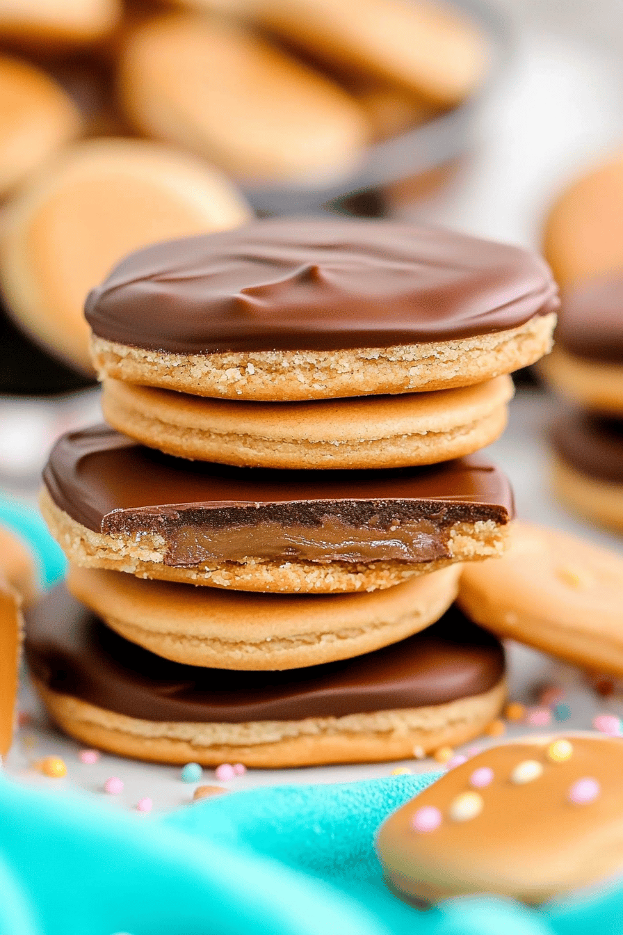 Twix cookies ingredients organized and measured on kitchen counter