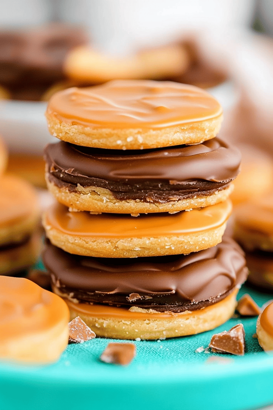 Twix cookies slice on plate showing perfect texture and swirl pattern