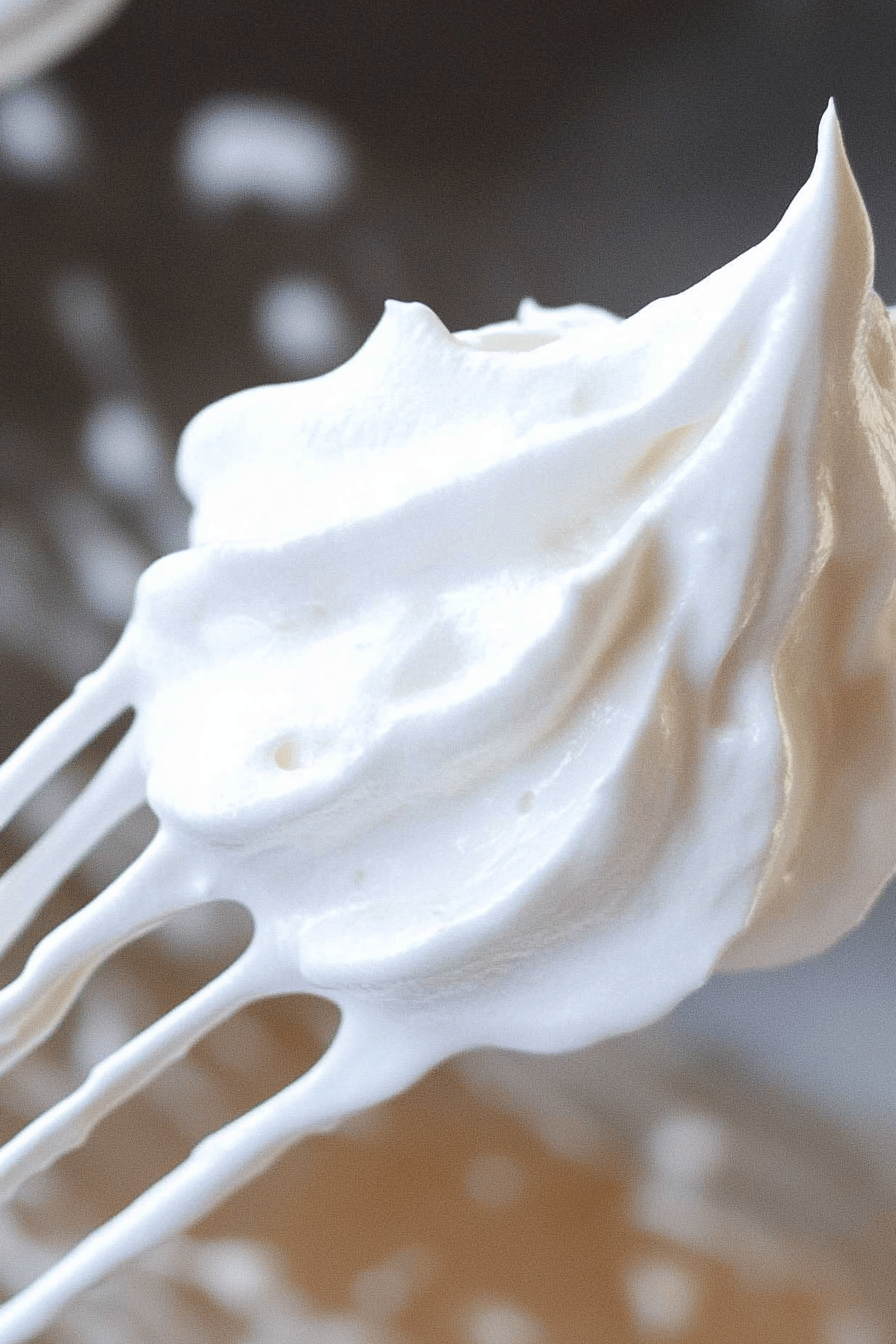 Whipped cream slice on plate showing perfect texture and swirl pattern
