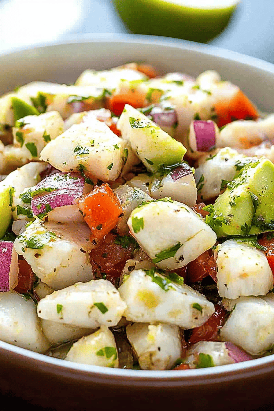 ceviche ingredients organized and measured on kitchen counter