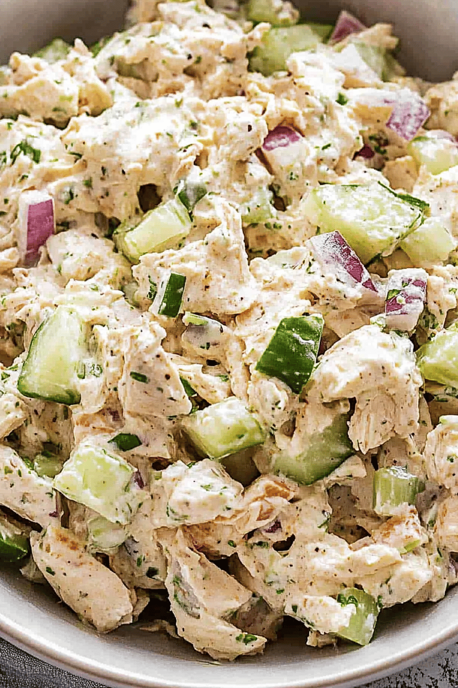chicken salad ingredients organized and measured on kitchen counter