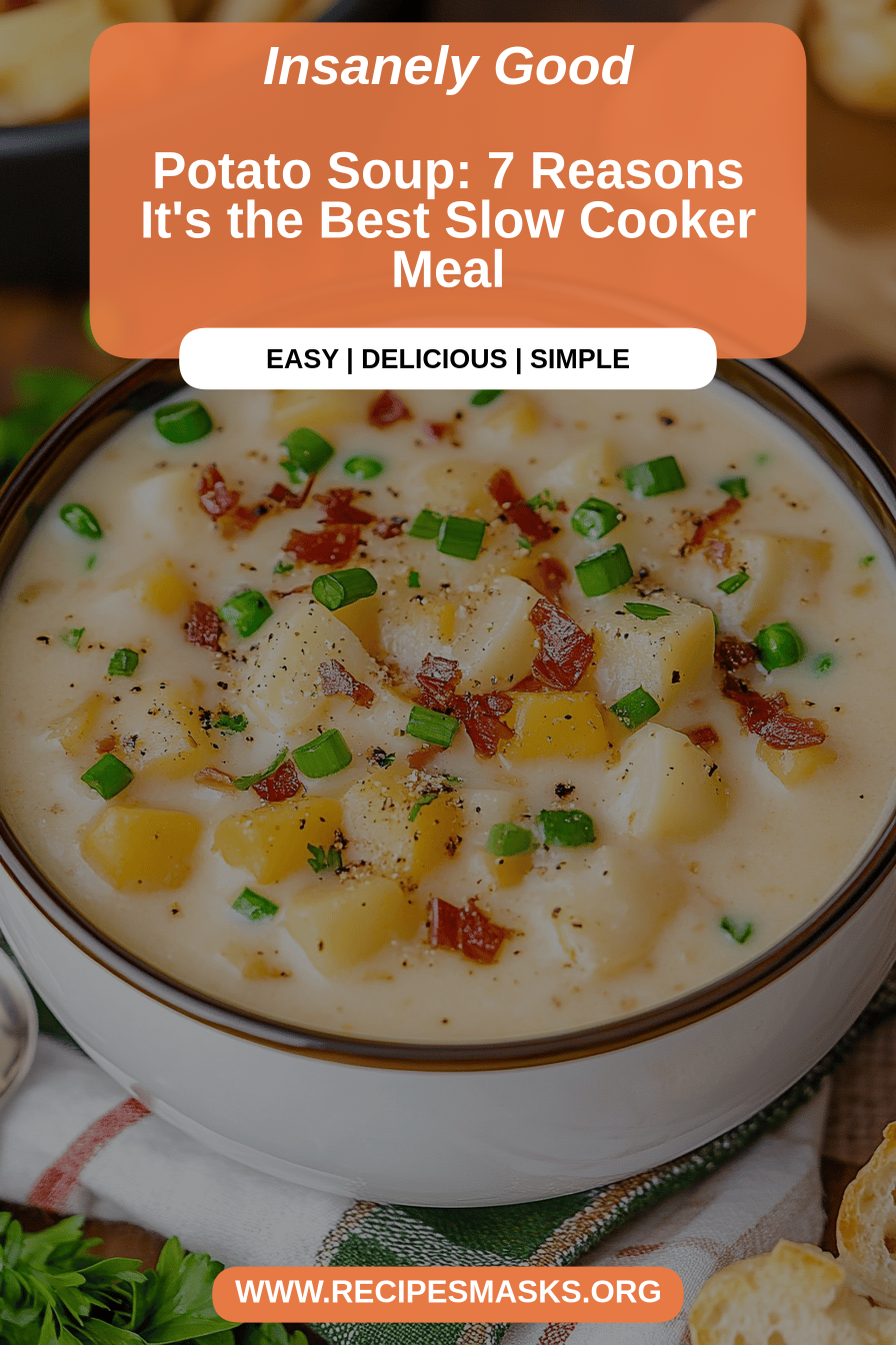 A steaming bowl of creamy potato soup, garnished with chives and a swirl of cream, looks utterly delicious.