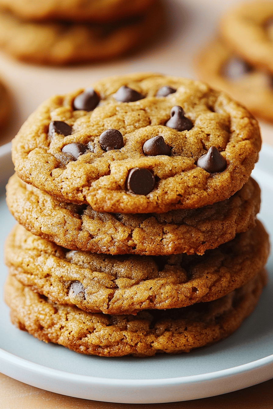 pumpkin chocolate chip cookies slice on plate showing perfect texture and swirl pattern