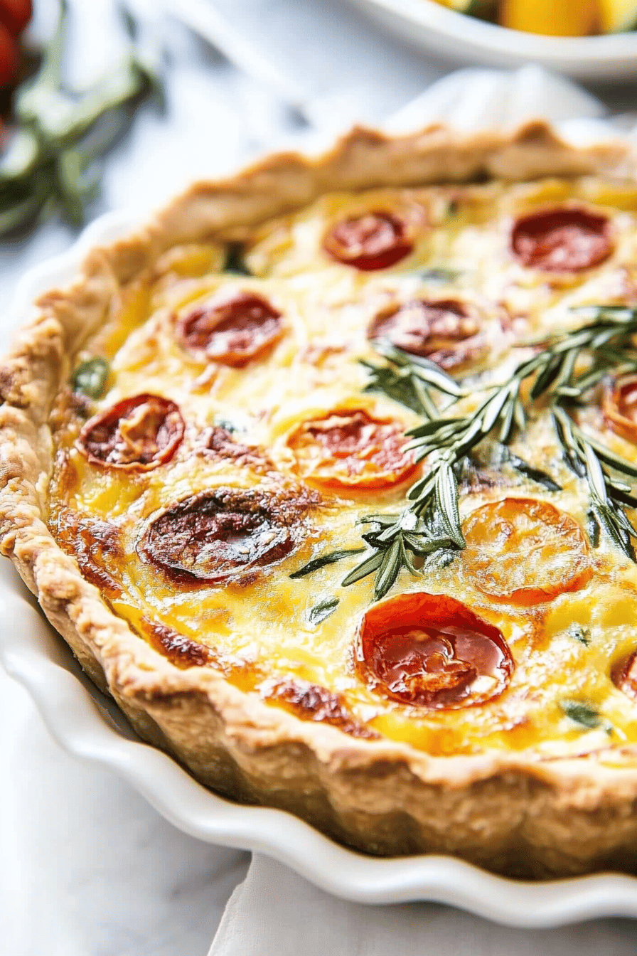 quiche lorraine slice on plate showing perfect texture and swirl pattern