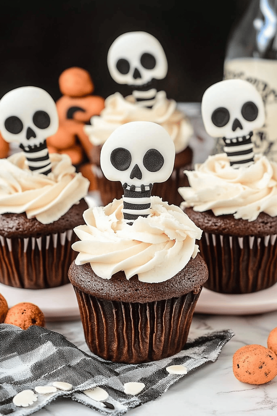 skeleton cupcakes slice on plate showing perfect texture and swirl pattern