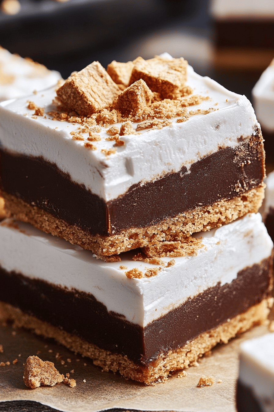 smores fudge bars ingredients organized and measured on kitchen counter