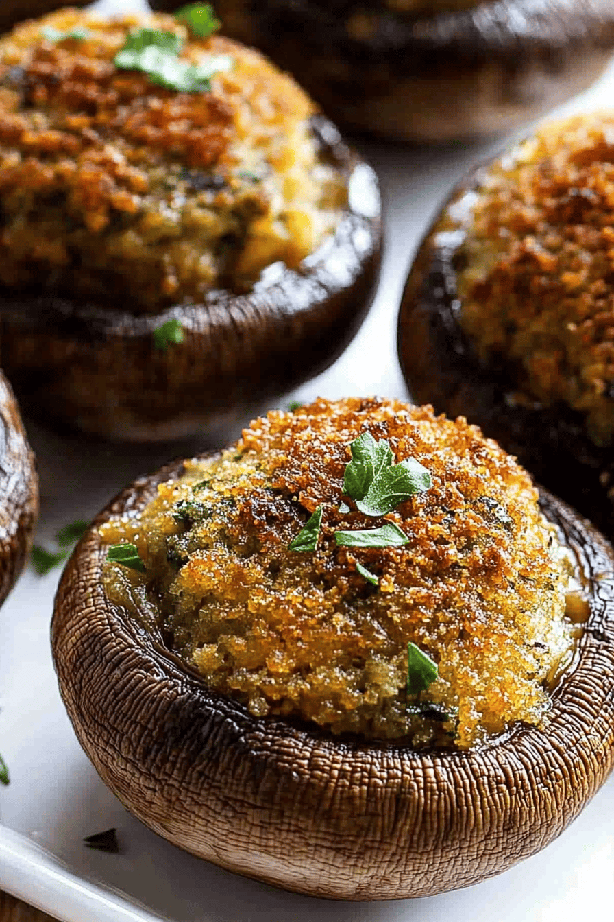 stuffed mushrooms slice on plate showing perfect texture and swirl pattern