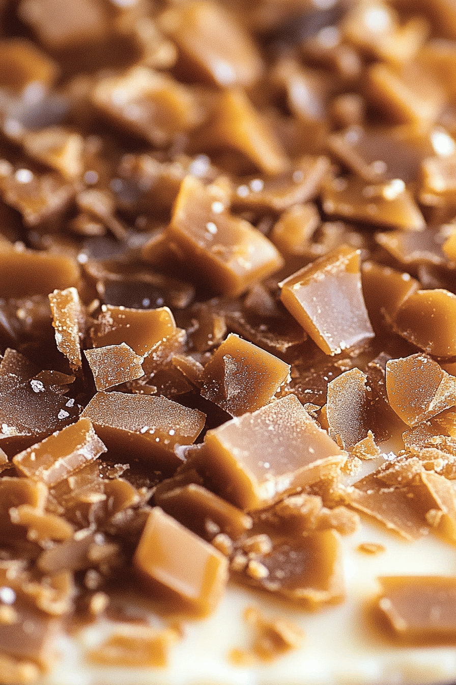 toffee bits ingredients organized and measured on kitchen counter