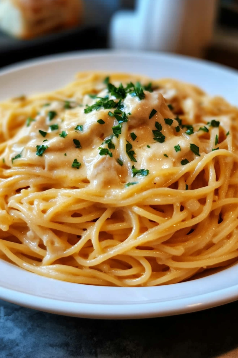 Crockpot chicken spaghetti