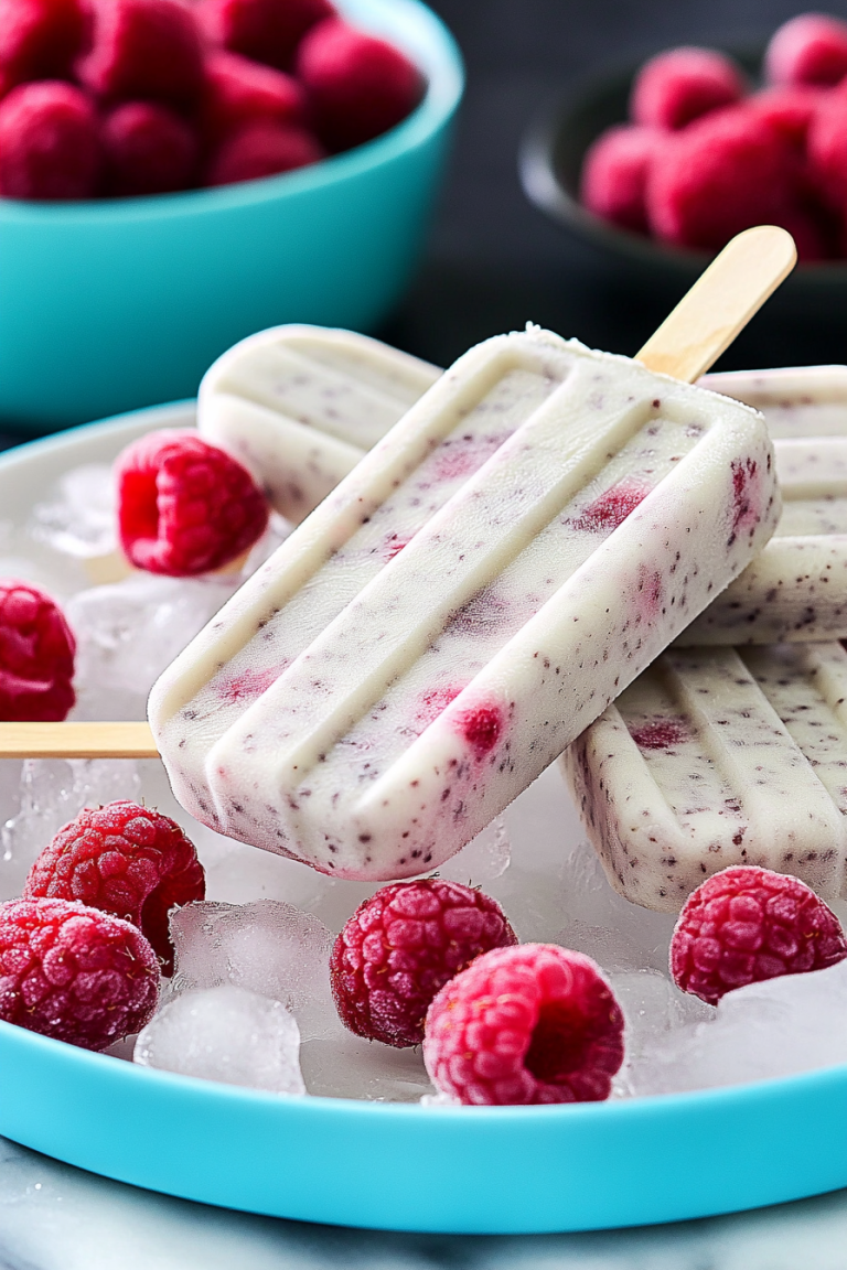 raspberry coconut popsicles
